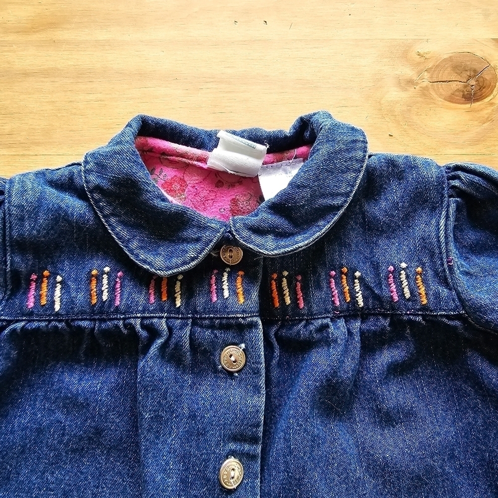 Vintage Cherokee Baby Floral Embroidered Boiler Denim Jumpsuit - Picture 3 of 12